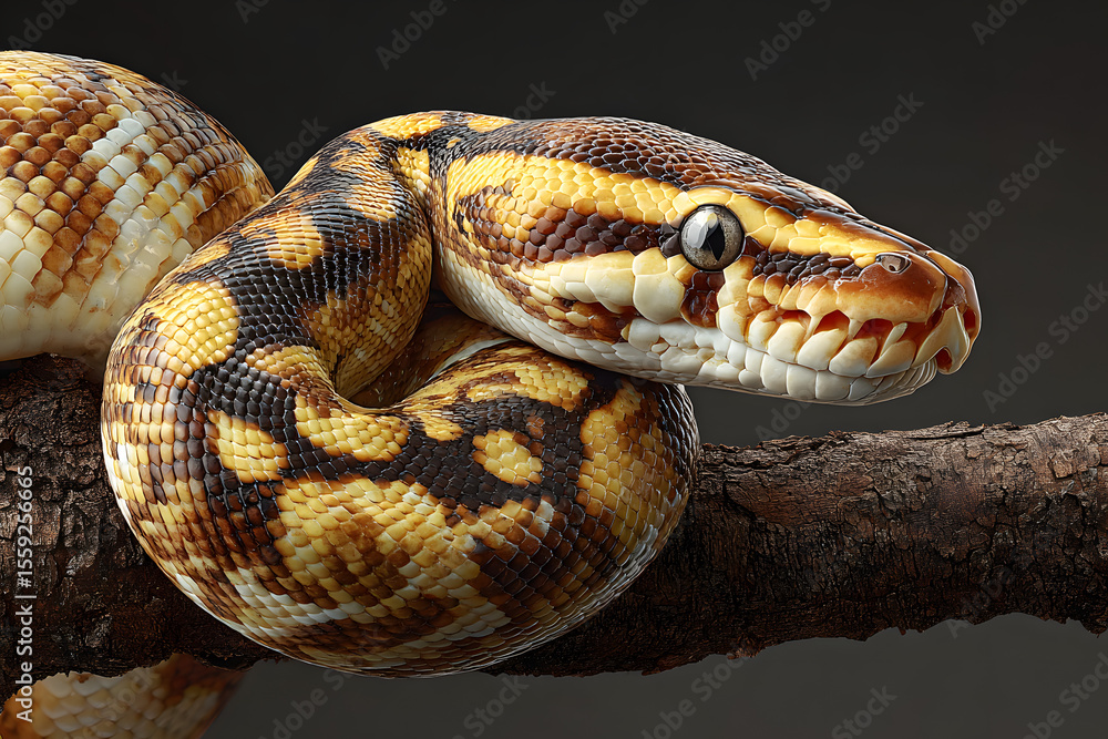 Obraz premium Royal Python snake rested on branch