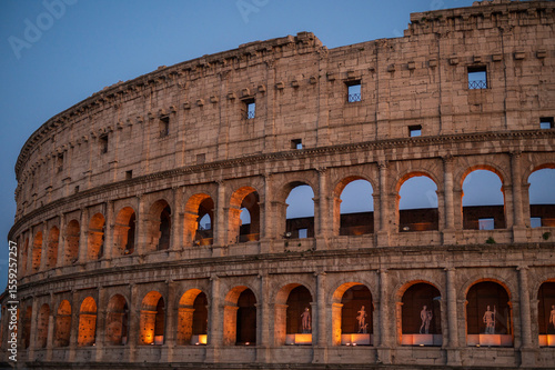Rome empty colosseum Square in Rome dawn view the most famous landmark of eternal city, capital of Italy. 