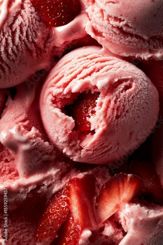 Creamy Strawberry Swirl Ice Cream With Fresh Fruit Chunks Served in a Bowl