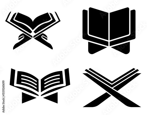 Holy Quran Icons Vector Pack – Islamic Book Symbol Set for Design and Apps