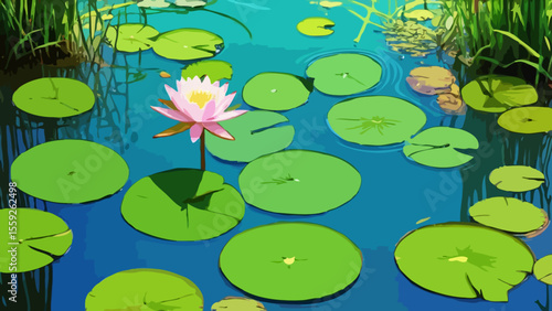 Swamp with water lily