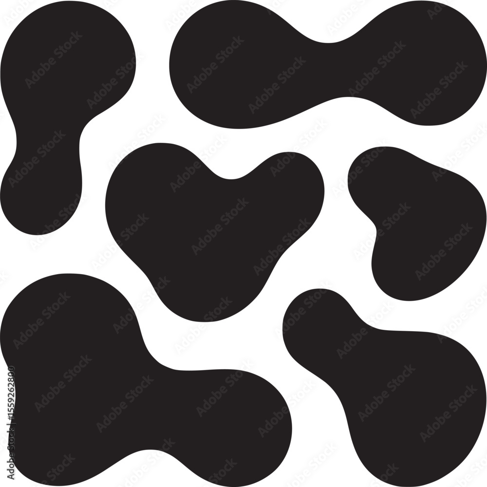 Abstract black and white cow pattern with organic shapes on a white background illustration art Abstract black and white cow pattern with organic shapes on a white background illustration art
