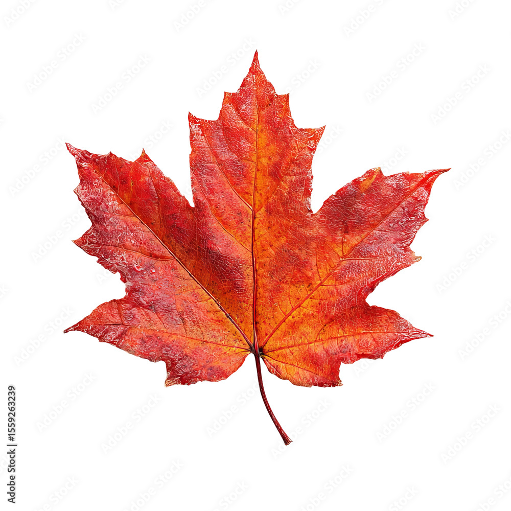 Obraz premium Autumn Maple Leaf: Capturing the essence of fall with a red maple leaf on a stark field. Symbol of the season's beauty.