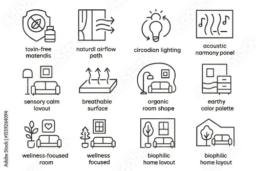 Modern home design: biophilic layout with natural elements and wellness features