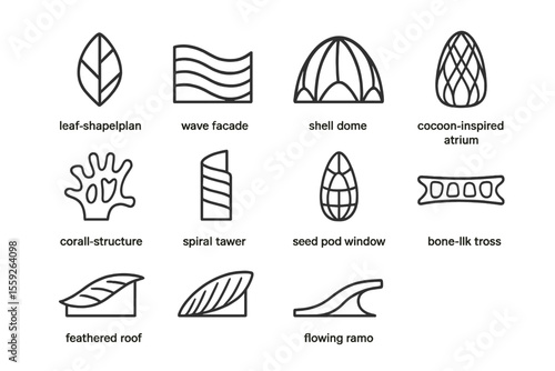 Architectural diagram with creative structure designs and elements