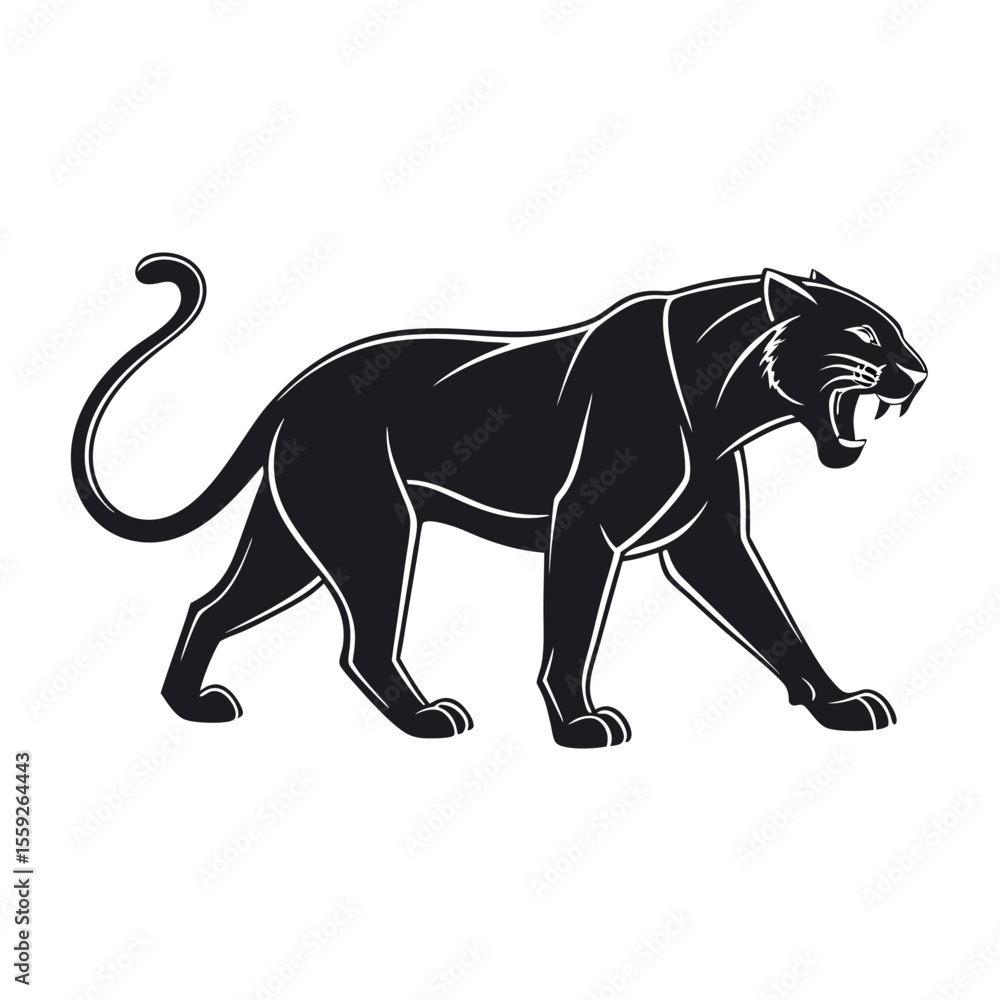Fototapeta premium Majestic Black Panther Wild Cat Design Illustration