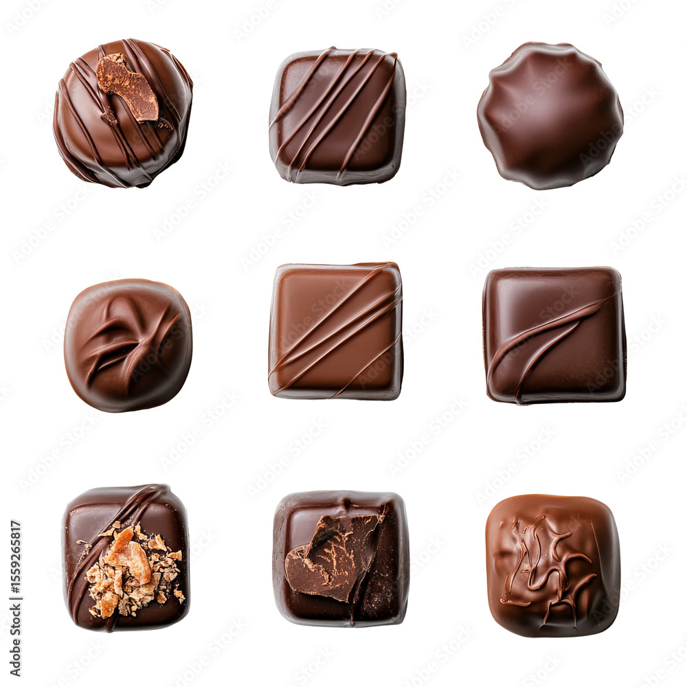 Obraz premium Assorted Chocolates: A delectable assortment of artisan chocolates, each a miniature masterpiece of confectionery art, promising a symphony of flavors and textures.