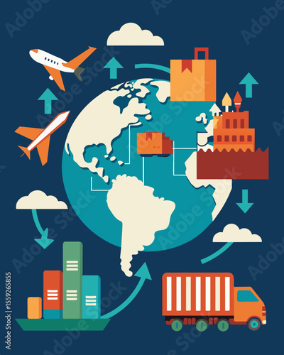 A developed nation exports large quantities of hightech goods to developing countries but imports a majority of its consumer products resulting in a trade imbalance and loss of. Vector illustration