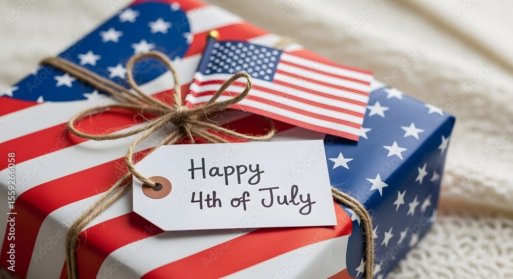 Obraz premium Patriotic Gift Box Celebrate Independence Day with this Festive Package