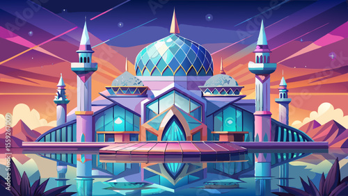  Crystal Mosque, Kuala Terengganu, Malaysia
Made of glass and steel, the mosque glows with translucent brilliance over the water. Its futuristic domes and minarets reflect pastel skies, making the 