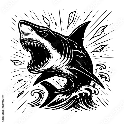 Shark tattoo vector