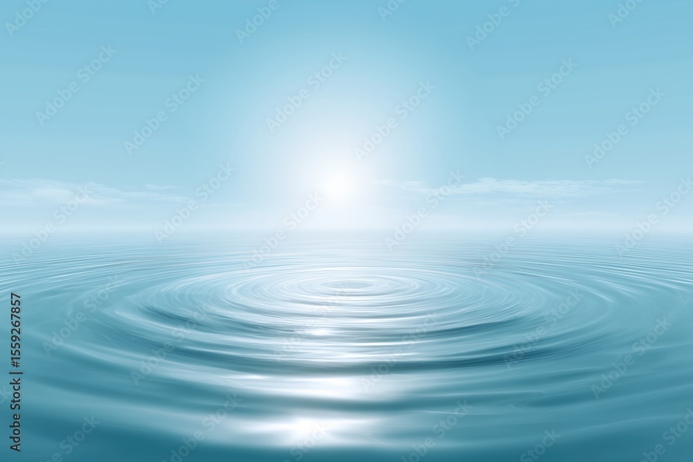Fototapeta premium Tranquil ocean ripple under clear sky with soft sunlight reflection