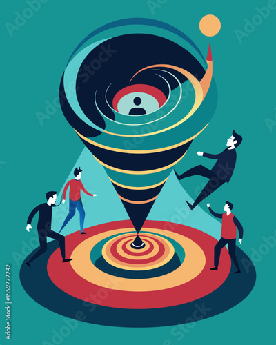 Like a vortex pulling them in the negative spiral seemed to have a life of its own consuming the persons thoughts.. Vector illustration
