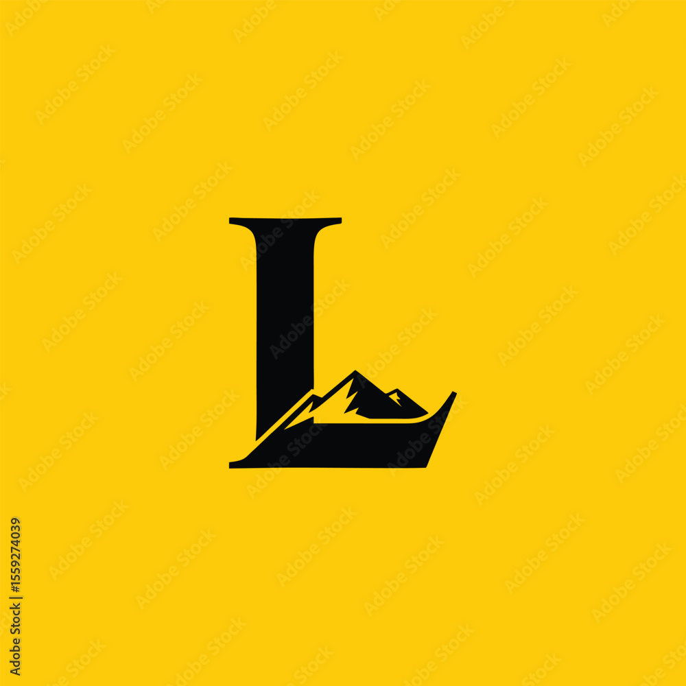Mountain Inside Letter L Logo Design Mountain Inside Letter L Logo Design