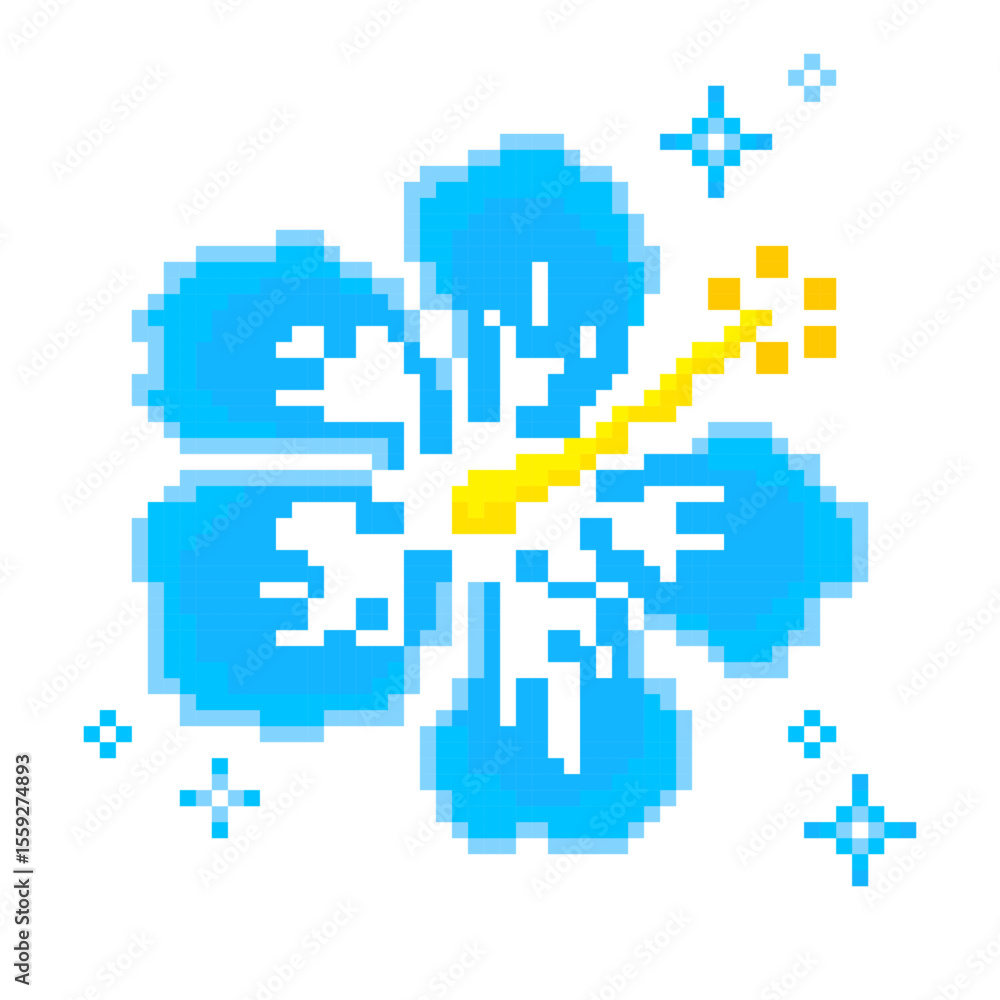 Sparkling Gradient Blue Hibiscus – Fancy Pixel Art Flower | Y2K GAL Style 夏 かわいい キラキラ Sparkling Gradient Blue Hibiscus – Fancy Pixel Art Flower | Y2K GAL Style 夏 かわいい キラキラ