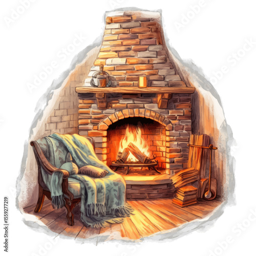 fireplace with fire