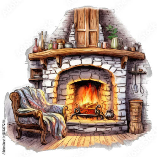 fireplace with burning logs
