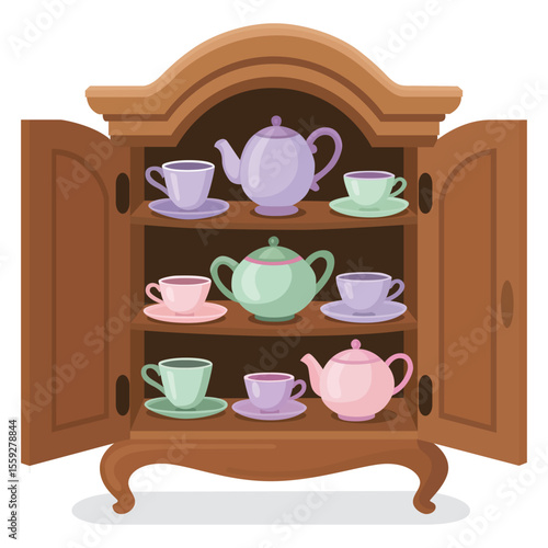 crockery cabinet vector design with white background