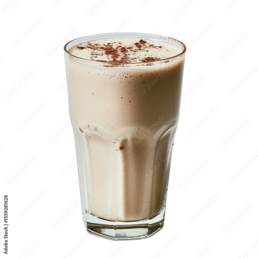 Creamy milkshake topped with sprinkle of cocoa powder, served in tall glass, perfect for refreshing treat Creamy milkshake topped with sprinkle of cocoa powder, served in tall glass, perfect for refreshing treat