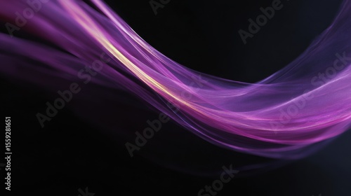 Purple and Yellow Light Waves on Black Background