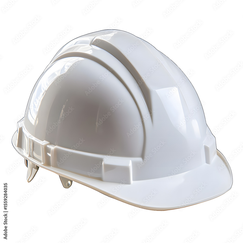 Fototapeta premium A clean white hard hat for construction workers and safety professionals isolated on transparent background
