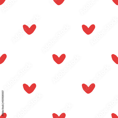 Seamless vector pattern with red cut out hearts. Simple love design for Valentines Day or romantic decor