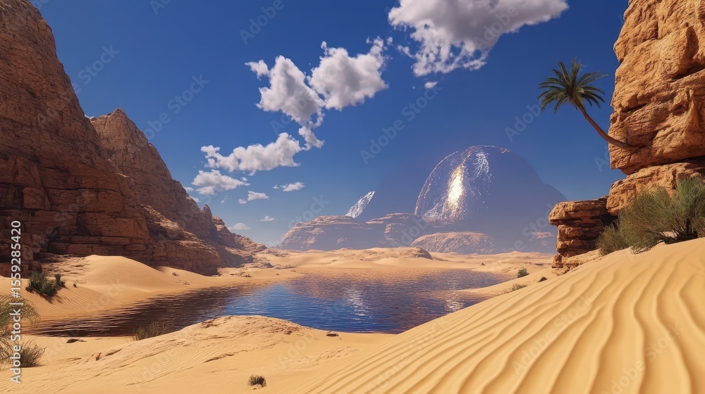 custom made wallpaper toronto digitalSandy desert landscape, rippled dunes stretching under a clear blue sky, serene and expansive, evoking the vastness of nature's beauty