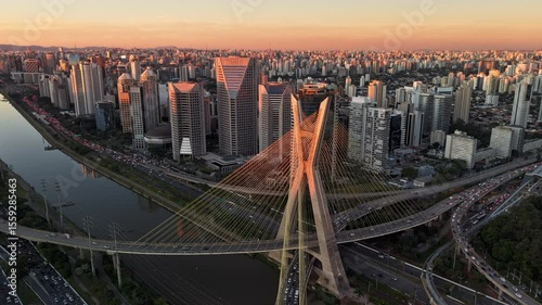 Timelapse of Octávio Frias de Oliveira Bridge and Marginal Pinheiros Avenue - São Paulo, Brazil