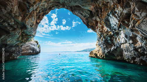 Ocean Cave with Turquoise Water View