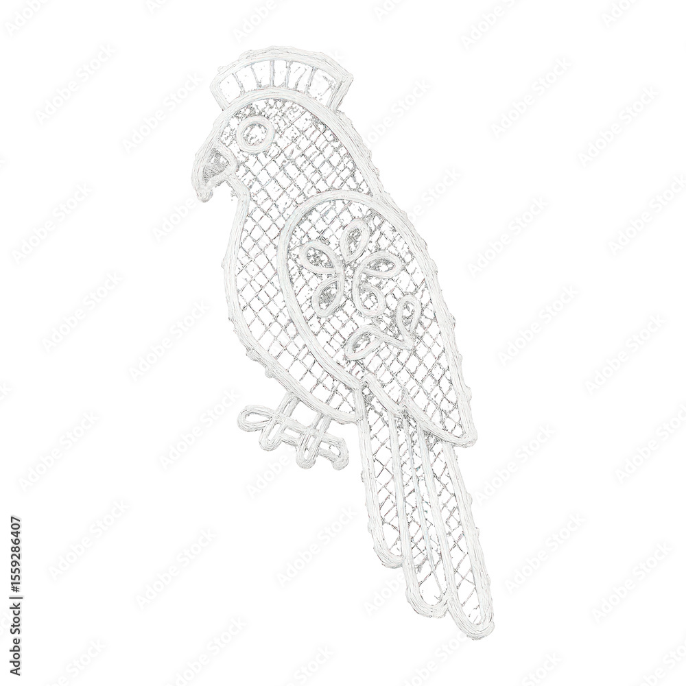 Obraz premium PNG Intricate lace parrot silhouette design.