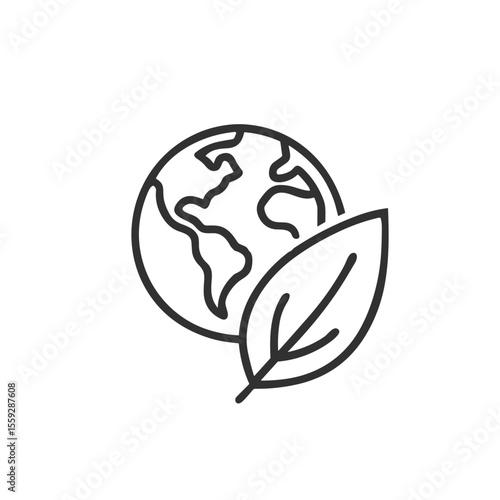 Earth in a Leaf Icon for Global Green Awareness, Environmental Campaigns, Presentations, Blogs