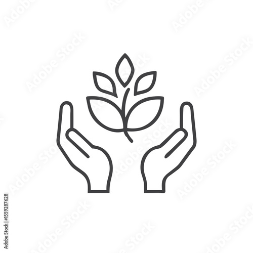 Environmental Protection Hands Icon for Conservation Websites, Sustainability Campaigns, Eco Advocacy Materials and Environmental Education Presentations