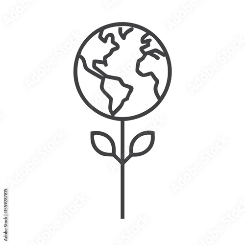 Earth with Tree Icon for Global Environmental Awareness, Climate Action Campaigns, Ecology Education and Sustainable Development Materials