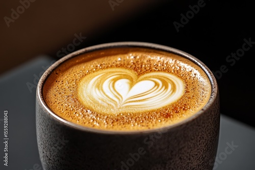 Coffee With Heart-Shaped Latte Art in a Cozy Caf Setting During Morning Hours
