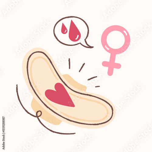 Sanitary pad illustration. Female menstruation concept illustration.