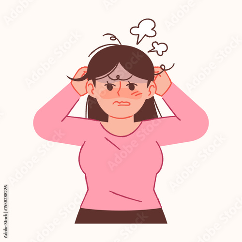 Angry woman. Stress concept illustration.