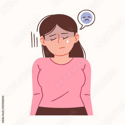 Woman crying. Depression or sadness illustration.