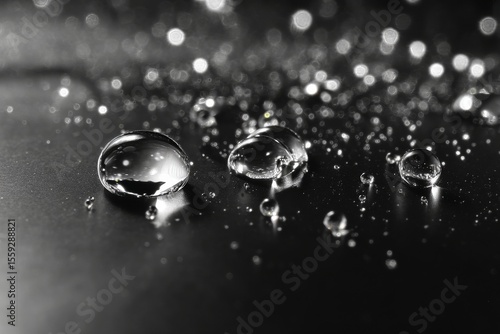 Water Droplets on a Reflective Surface Create Captivating Patterns in Low Light