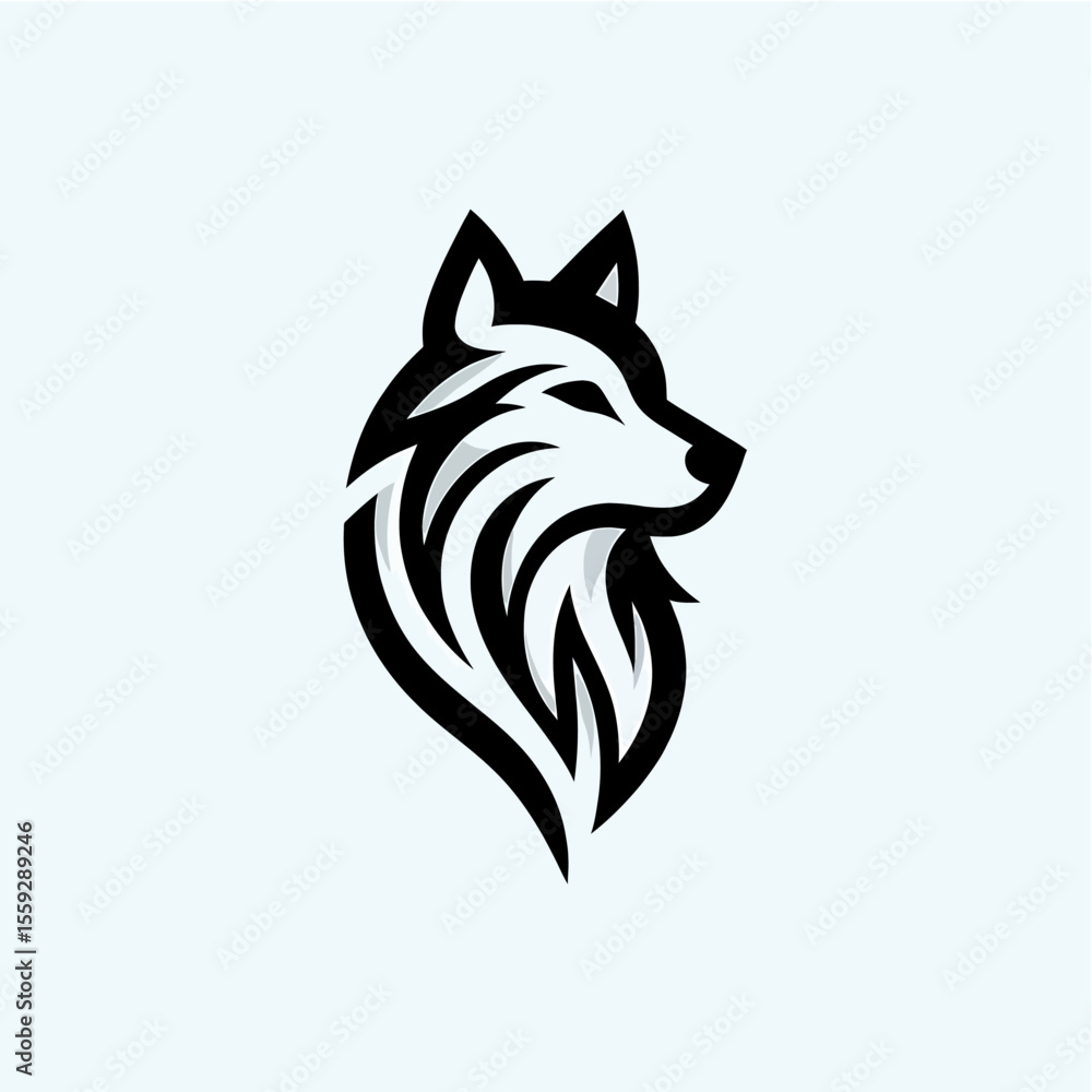 Obraz premium Modern Wolf Head Logo Vector Illustration in Minimal Style