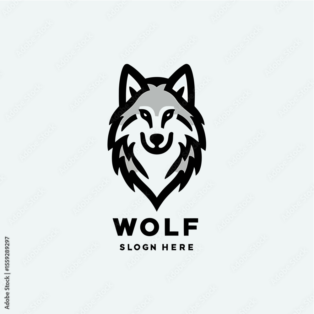 Fototapeta premium Modern Wolf Head Logo Vector Illustration in Minimal Style