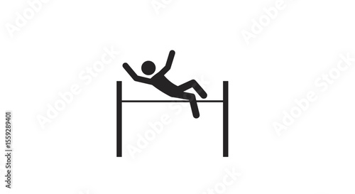 Person jumping over a high jump bar in a sports setting  