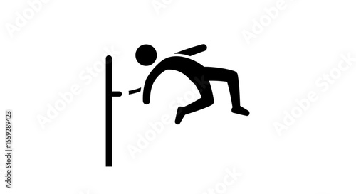 Person falling against pole in simplistic icon style  