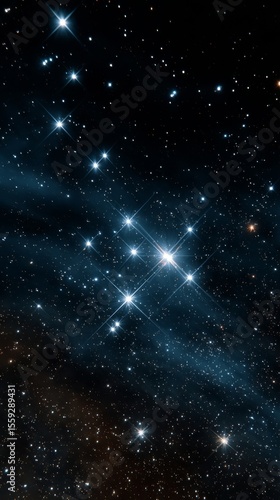 Bright Stars Twinkling in the Night Sky Over a Vast Cosmic Landscape