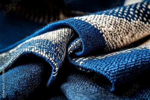 Close-up of Colorful Woven Textile Showcasing Intricate Patterns and Textures...