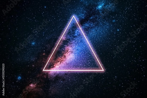 Illuminated Triangle Against a Starry Night Sky Creates a Striking Cosmic Effect