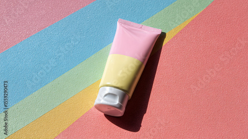 Pink and Yellow Cream Tube Flat Lay