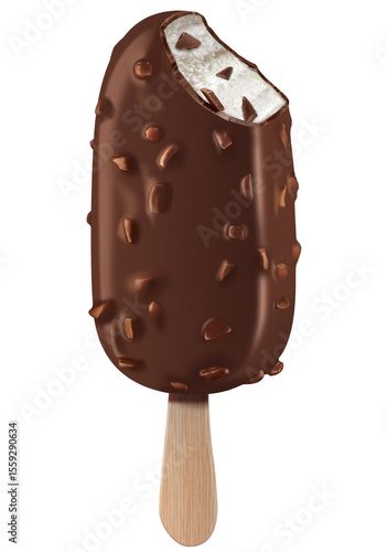 Quadro su tela Vanilla popsicle with chocolate coating and premium eskimo nuts_white