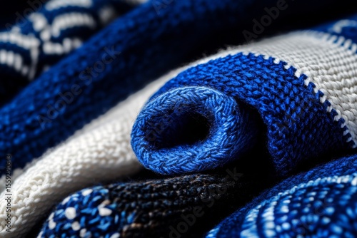 Close-up of Colorful Woven Textile Showcasing Intricate Patterns and Textures...