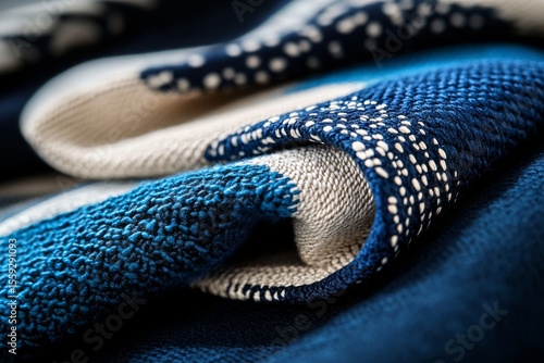 Close-up of Colorful Woven Textile Showcasing Intricate Patterns and Textures...