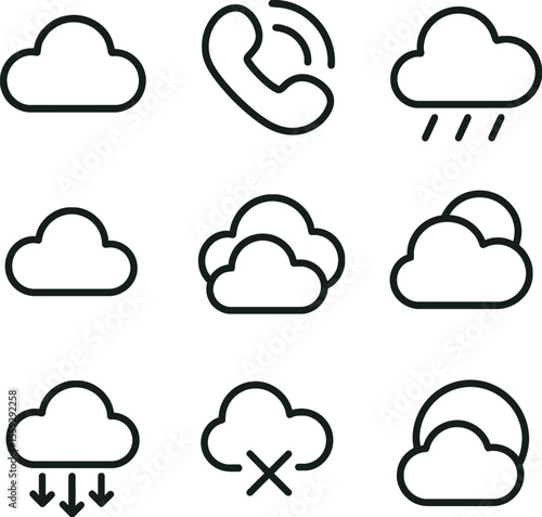 Adobe Illustrator Artwork for cloud and call icons set 